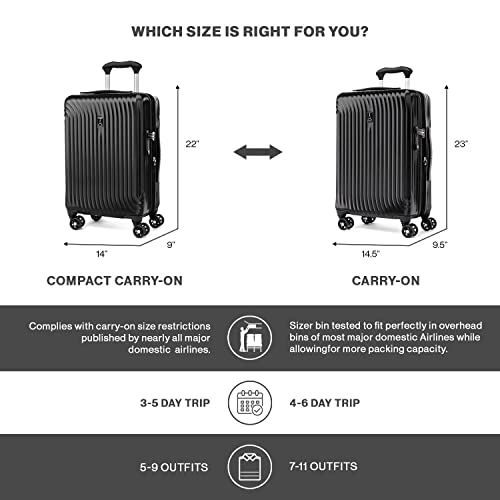 Travelpro Maxlite Air Hardside Expandable Carry on Luggage, 8 Spinner Wheels, Lightweight Hard Shell Polycarbonate Suitcase, Champagne, Carry On 20-Inch