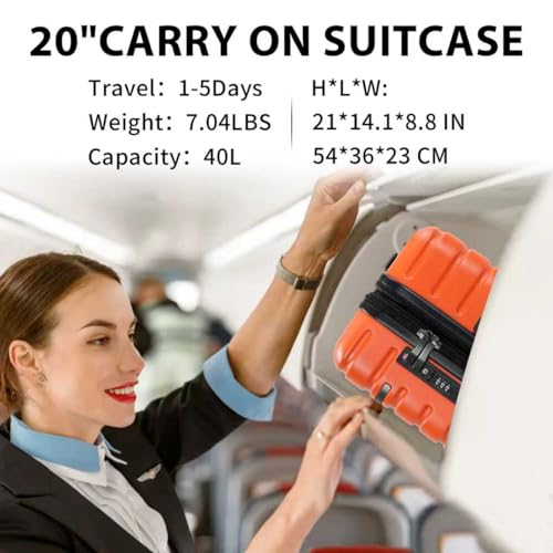 EMPSIGN Carry On Luggage with Spinner Wheels, Hard Shell Carry-On Expandable Suitcase 21x14x9 Airline Approved & Built-in TSA Lock, Durable Travel Rolling Suitcase, Carry-On 20-Inch, Orange