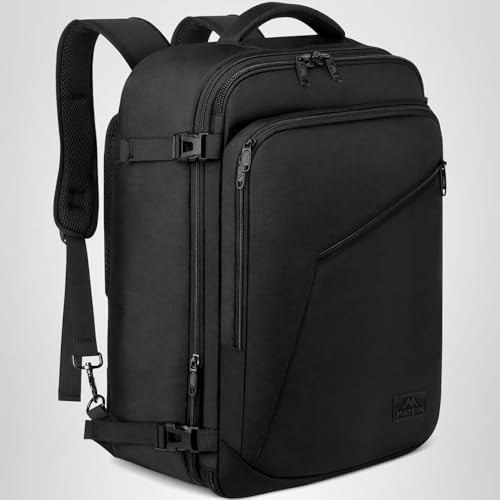 MATEIN Carry on Backpack, Extra Large Travel Backpack Expandable Airplane Approved Weekender Bag for Men and Women, Water Resistant Lightweight Daypack for Flight 40L, Black
