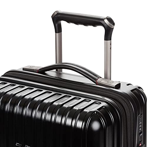 SwissGear 7910 Hardside Expandable Luggage with Spinner Wheels, TSA Lock and USB, Black, Carry-On 20-Inch