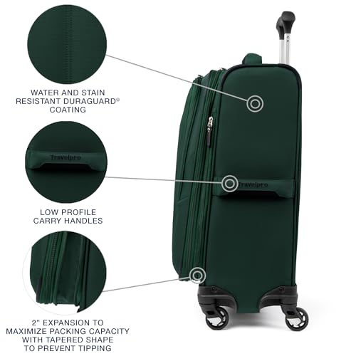 Travelpro Maxlite 5 Softside Expandable Luggage with 4 Spinner Wheels, Lightweight Suitcase, Men and Women, Forest Green, Carry-on 21-Inch