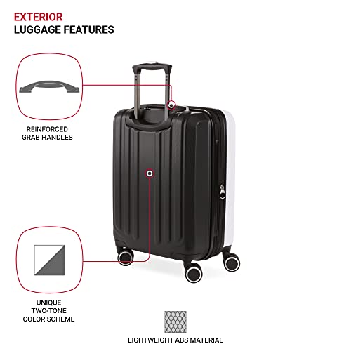SwissGear Duet Expandable Luggage, Hard Shell Carry-On Luggage with Spinner Wheels