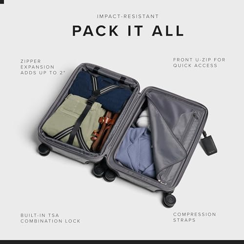 TUMI - Tegra-Lite 4 Wheel Luggage - Highly Durable Suitcase, Flexible Shell, Sleek and Lightweight Men's and Women's Expandable Rolling Bag - Front Pocket Expandable Carry On, Black Graphite