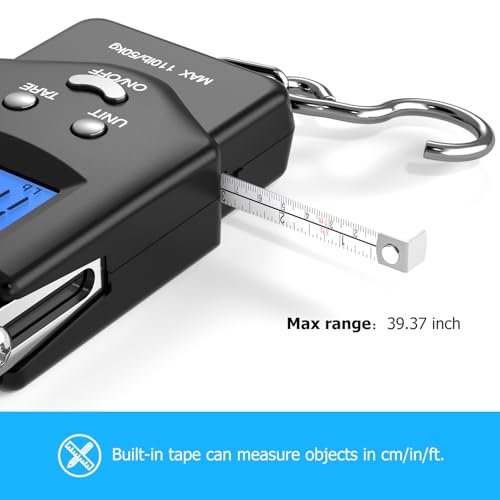 Dr.meter Fish Scale, 110 lb Digital Luggage Scale with Tape
