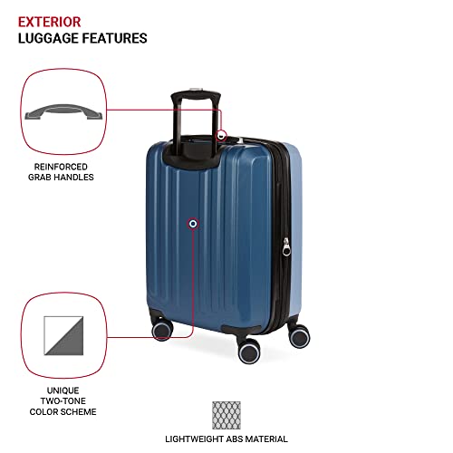 SwissGear Duet Expandable Luggage, Hard Shell Carry-On Luggage with Spinner Wheels
