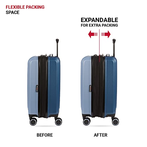 SwissGear Duet Expandable Luggage, Hard Shell Carry-On Luggage with Spinner Wheels