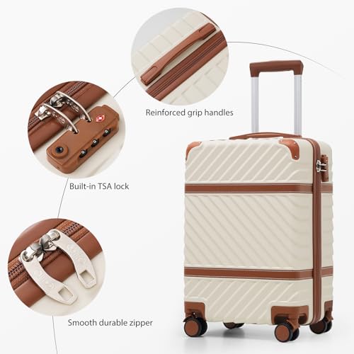Coolife Luggage Set Suitcase Carry On Luggage PC Hardshell Luggage TSA Lock Spinner Wheels Telescopic Handle