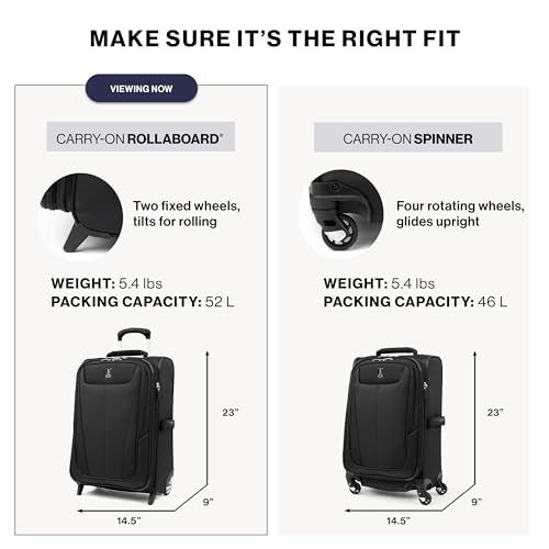 Travelpro Maxlite 5 Softside Expandable Upright 2 Wheel Carry-on Luggage, Lightweight, 21-Inch - Black