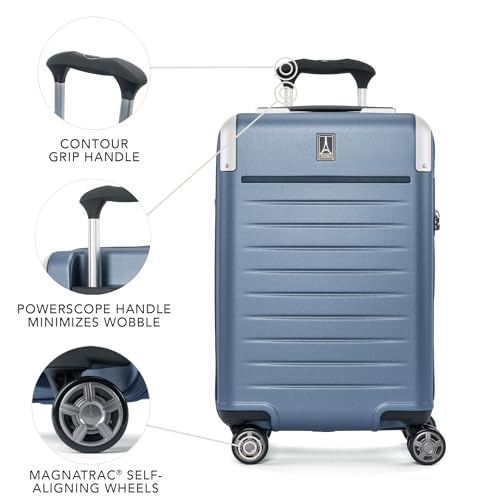 Travelpro Platinum Elite Hardside Expandable Carry on Luggage, 8 Wheel Spinner, TSA Lock, Hard Shell Polycarbonate Suitcase, Dark Sky Blue, Carry on 21-Inch