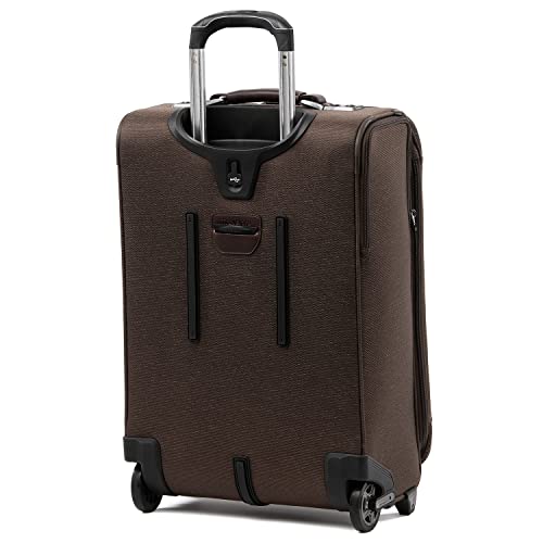 Travelpro Platinum Elite Softside Expandable Carry on Luggage, 2 Wheel Upright Suitcase, USB Port, Men and Women, Rich Espresso, Carry On 22-Inch