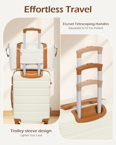 LONG VACATION 3 Piece Carry On Luggage 20 Inch Carryon Suitcase with Spinner Wheels, ABS+PC Hardshell Suitcase set with TSA Lock & YKK Zipper