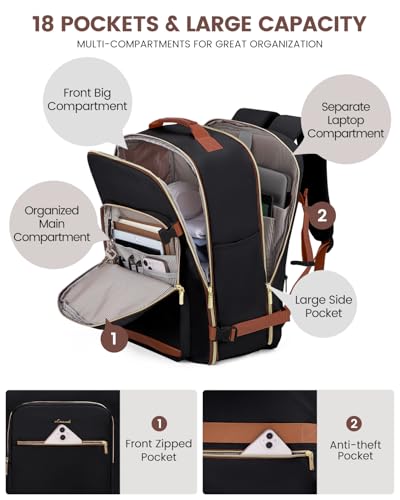 LOVEVOOK 40L Travel Backpack for Women & Men, Airline Approved Carry On Luggage with 3 Packing Cubes, TSA Overnight Bags, Waterproof Personal Item Bag, Weekender Essentials Backpacks fits 17" Laptop
