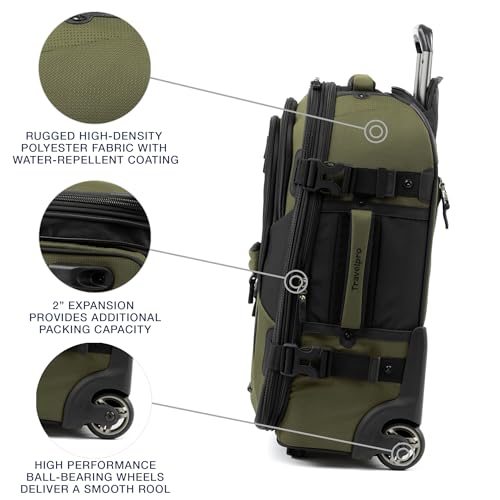 Travelpro Bold Softside 2-Piece Set — Expandable 2-Wheel Upright Carry-On Luggage with Backpack, Olive/Black