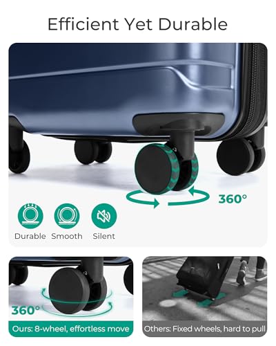BAGSMART Carry On Luggage 22x14x9 Airline Approved with Spinner Wheels,Lightweight 20 Inch Luggage with TSA Lock,Expandable Hard Shell Carry On Suitcases for Men Women,Dark Blue