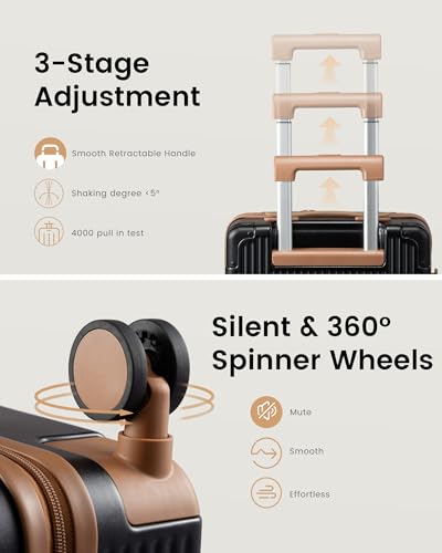LOVEVOOK Carry On Luggage 22x14x9 Airline Approved, 20 Inch Hard Shell Suitcases with Spinner Wheels, PC Hardside Small Carry On Suitcase with TSA Lock for Women Men Travel