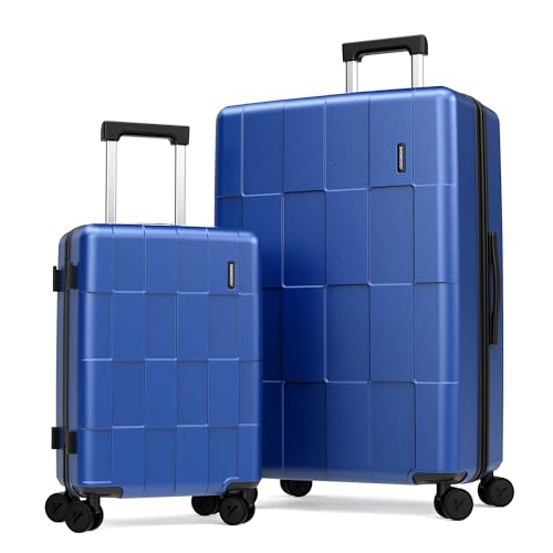 SHOWKOO Luggage Sets 2 Piece 20/28 Inch Hardside Expandable Lightweight PC Suitcase Sets with Double Spinner Wheels TSA Lock, Sea Blue