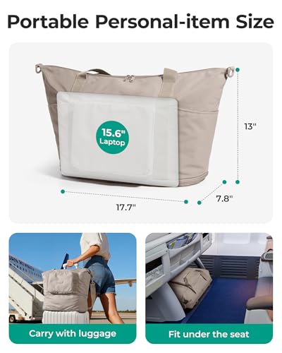 BAGSMART Foldable Travel Bag, 37L Expendable Personal Item Bag, Lightweight Weekender Bags for Women, Water Resistant Extra Carry on for Travel, Chocolate