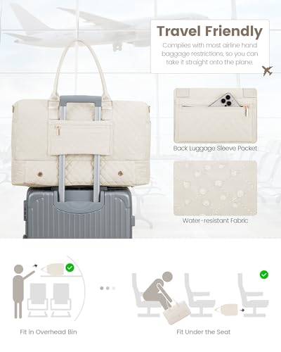 LOVEVOOK Travel Duffle Bag for Women, Weekender Overnight Bag with Shoe Compartment, Carry on Case with Toiletry Kit, Gym Duffel Bag with Wet Pocket, Hospital bags for Labor and Delivery, 3 Pcs Set