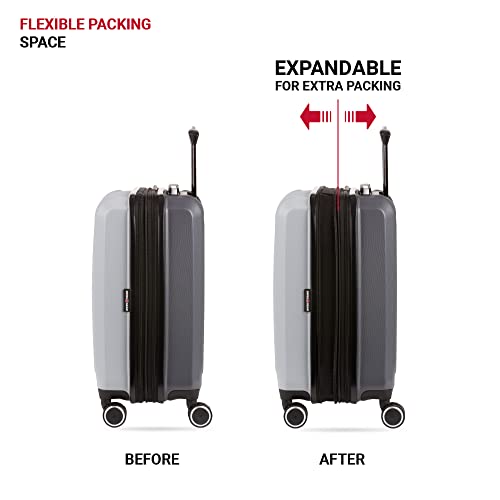 SwissGear Duet Expandable Luggage, Hard Shell Carry-On Luggage with Spinner Wheels