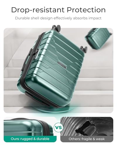 BAGSMART Carry On Luggage 22x14x9 Airline Approved with Spinner Wheels,Lightweight 20 Inch Luggage with TSA Lock,Expandable Hard Shell Carry On Suitcases for Men Women,Pine Green