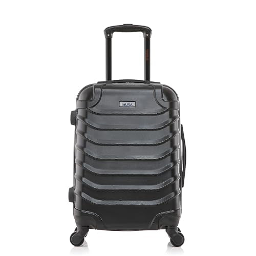 InUSA ENDURANCE Luggage with Spinner Wheels | Durable Lightweight Hardshell Suitcase, Spacious Travel Bag with Handle and Trolley | 20-Inch Carry On Small Luggage | Black