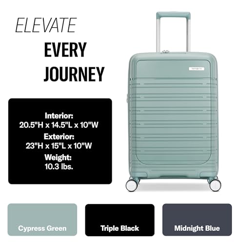 Samsonite Elevation Plus - Carry-On Hardside Luggage with QuickEntry™ Front Compartment - Scratch Resistant Polypropylene Shell, AirTag Holder, TSA Lock, Airline Approved - Triple Black