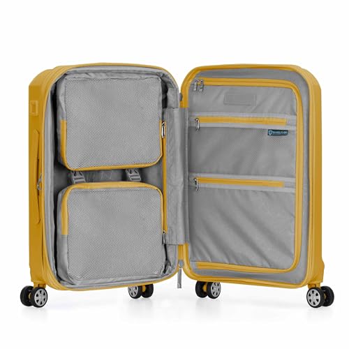 Traveler's Choice Pagosa Hardshell Expandable Luggage with Spinner Wheels, Yellow, 22-Inch Carry-on