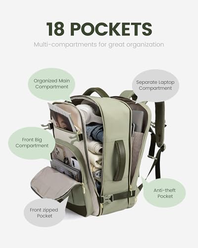 LOVEVOOK 40L Travel Backpack for Women & Men - 17.3 Inch Carry On Backpack & Personal Item Backpack for Airlines, Spacious and Durable Design, with 3 Packing Cubes