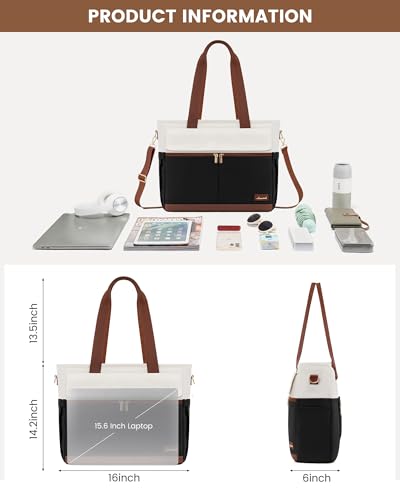 LOVEVOOK Laptop Tote Bag for Women – 15.6" Roomy Work Bag with Large Inside Cup Pocket, Multiple Pockets for Teacher Nurse, Large Capacity Carry on Travel, Computer Purse Handbag for Office College