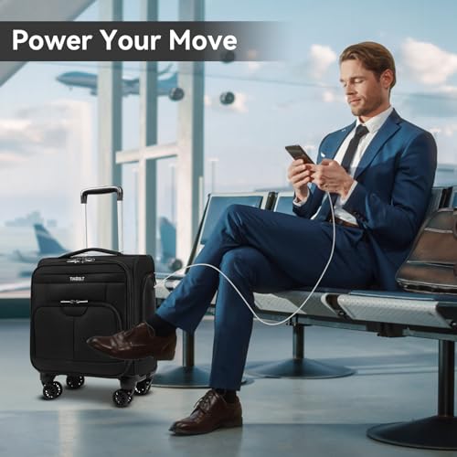 TIAWOLT 16 Inch Underseat Carry on Luggage With Wheels Soft side Lightweight Business Travel Small Suitcases Bag with TSA lock for Airlines,Men Women, Pilots Crew,Black