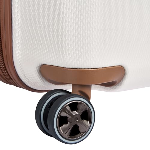 DELSEY PARIS Flanerie SE - Hardside Carry-On Luggage 19 Inch - 360° Dual Spinner Wheels - TSA Lock - 5-Year Warranty - Lightweight Polycarbonate Travel Suitcase with Vegan Leather, Champagne