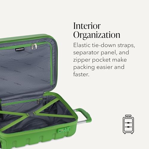 SwissGear 7366 Signature Hardside Expandable Luggage with Spinner Wheels, TSA Lock, Cup-Holder, Green, Carry-On 19-Inch
