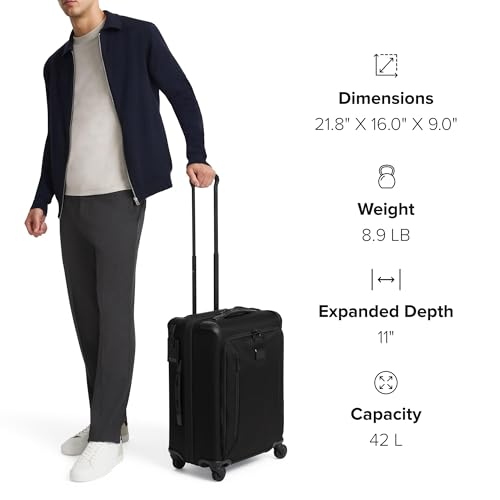 TUMI - Aerotour 4 Wheel Expandable Luggage - Men's and Women's Lightweight Business and Leisure Travel Suitcase - 21.75" Continental Expandable Carry-On, Black