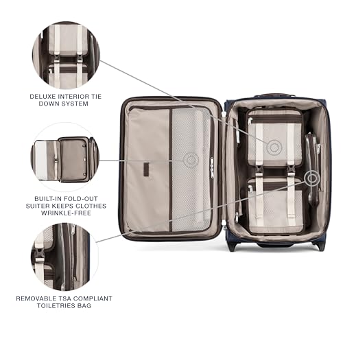 Travelpro Platinum Elite Softside Expandable Carry on Luggage, 2 Wheel Upright Suitcase, USB Port, Men and Women, True Navy, Carry On 22-Inch