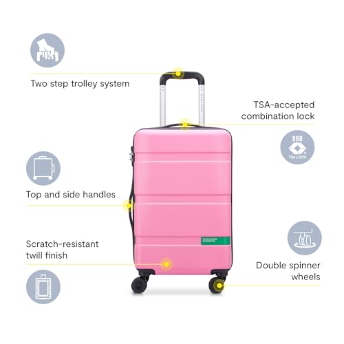 United Colors of Benetton Now! Hardside Luggage with Spinner Wheels, Green, Carry-On 19 Inch