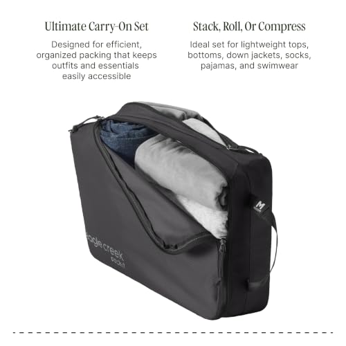 Eagle Creek Pack-It Isolate Carry-On Set - Compact Compression Cube Set for Optimizing Luggage Space - Convenient Top Handle - Internal Storage Divider - Water-Resistant - Washable - Black