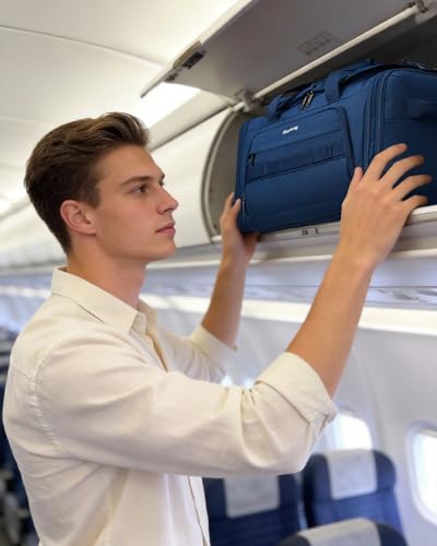 Hanke Duffle Bag for Travel, Dual Expandable 45L-55L Carry On Duffel, 3 In 1 Weekender Tote, Water Resistant Overnight Bag with 15.6" Compartment for Men Women, Caribbean Blue