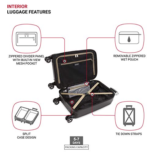 SwissGear 7585 Hardside Expandable Luggage with Spinner Wheels, Black, Carry-On 19-Inch