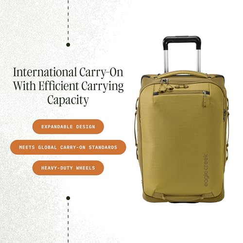Eagle Creek Expanse 2-Wheel International Carry On Luggage - Efficient Packing Capacity for Strict Baggage Requirements - Heavy Duty Wheels - Telescoping Handle - Gold - 21.5