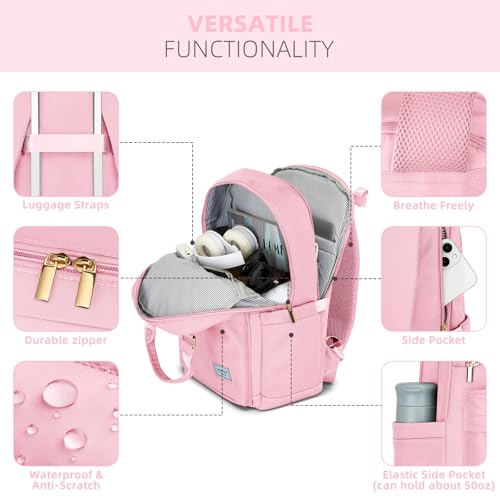 LARVENDER Luggage Sets 3 Piece, Hardside PP Carry On Suitcase with 360° Spinner Wheels TSA Lock Luggage Sets for Women, Orchid Pink
