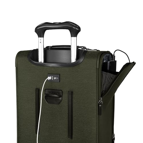 Travelpro Platinum Elite Softside Expandable Carry on Luggage, 8 Wheel Spinner Suitcase, USB Port, Suiter, Men and Women, Pilot Green, Carry On 21-Inch