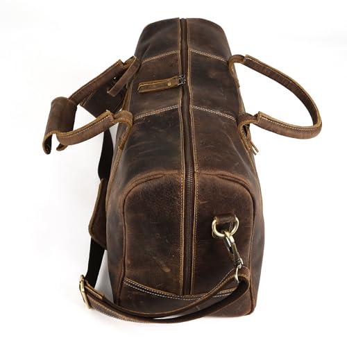 Leather Travel Duffle Bags for Men and Women cabin friendly Weekend Bag Sports Gym airplane carry on overnight duffel