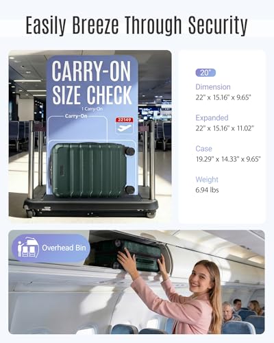 LIGHT FLIGHT Carry On Luggage, 20" Carry-On Suitcase, Deep Green