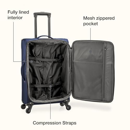 U.S. Traveler Anzio Softside Expandable Luggage with Spinner Wheels, Dark Grey, 22-Inch Carry-on