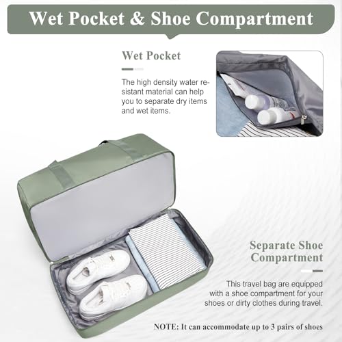 Extra Large Travel Duffle Bag,Carry on Overnight Weekend with with Shoes Compartment & Toiletry Bag,Weekender Bags for Women for Travel Business Trips Sport Hospital