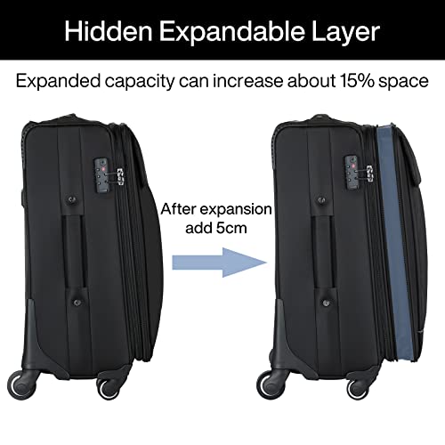 Hanke 20 Inch Expandable Carry On Luggage 22x14x9 Airline Approved Softside Suitcases with Wheels Lightweight Travel Luggage Rolling Suitcase with Lock for Men and Women.(Coffee)