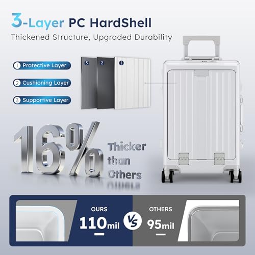 ALPHA CAMP 20 Inch Aluminum Frame Carry-On Luggage with Front Opening