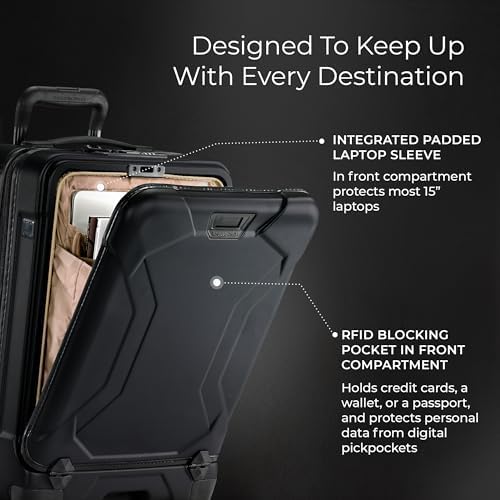 Briggs & Riley International 21" Carry On Spinner - Luggage for Travel, Suitcases with Wheels, Hardside Rolling Bag for Men & Women, Self-Repairing Zipper - Torq Collection, Stealth Black