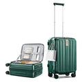 Hanke 20 Inch Expandable Carry On Luggage Airline Approved Top Opening Hard Shell Suitcases with Wheels Lightweight Travel Luggage Carry On Suitcase for Woman Men-Blackish Green