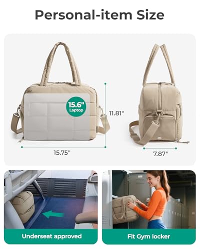 BAGSMART Gym Bag for Women, Carry on Travel Duffel Bag, Water-resistant Weekender with Shoe Compartment for Gym Travel Work, Desert, Medium